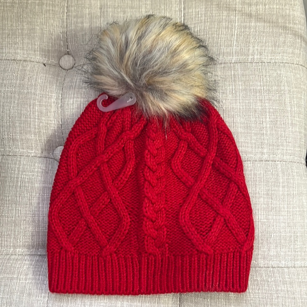 NWT J. Crew Wool Hat with Faux Fur Pom-Pom